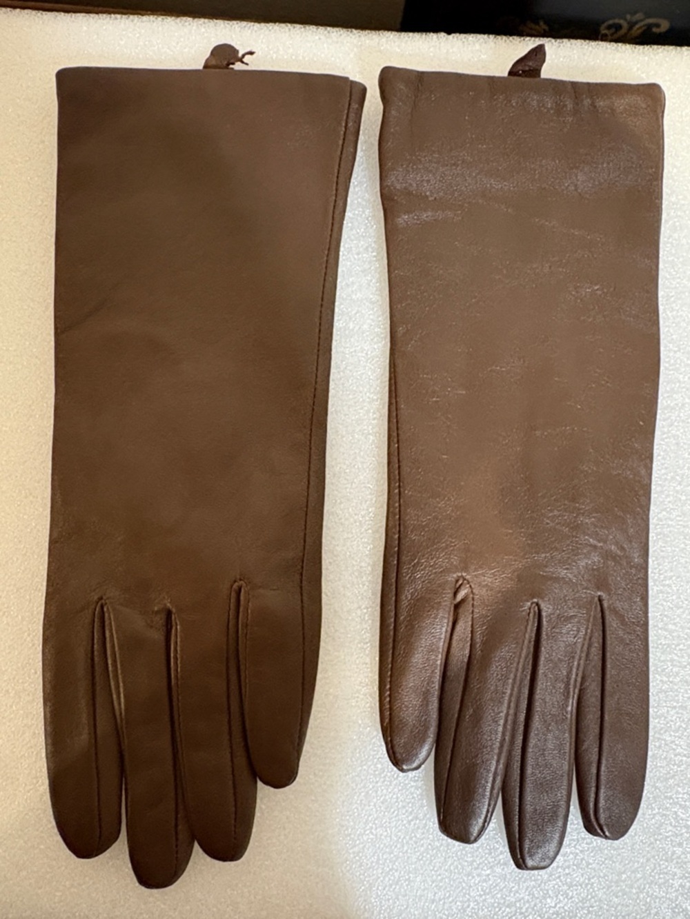 Brown leather gloves